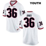 Youth Georgia Bulldogs NCAA #36 Garrett Jones Nike Stitched White Authentic College Football Jersey PNV7254KO